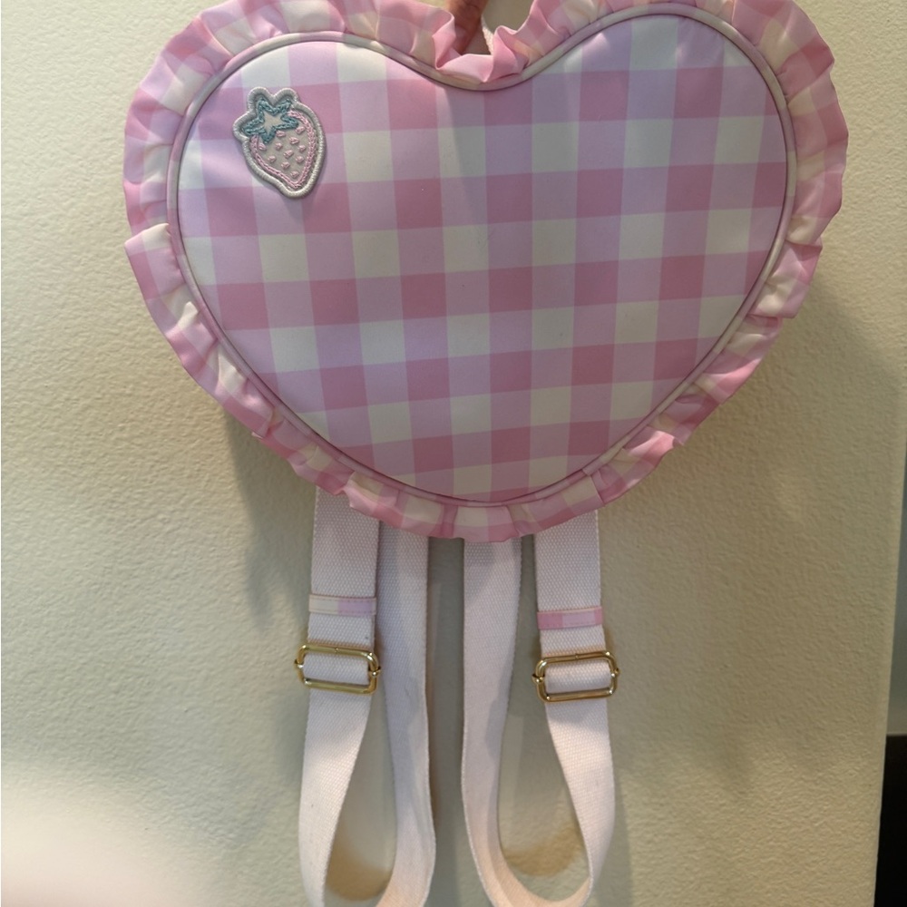 Stoney Clover Lane Pink Gingham Heart Backpack